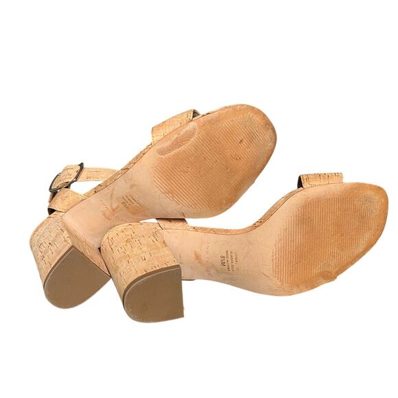 Ann Taylor Leda Natural Cork Block High Heel Sandal Size 8 1/2 - Picture 9 of 10
